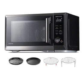 TOSHIBA countertop microwave air fryer combo showing compact footprint for small kitchens