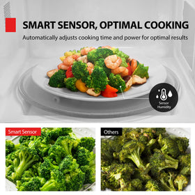 Removable turntable enables quick cleanup and flexible dish sizing.