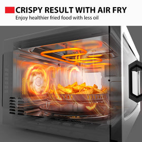 Toshiba ML-EC42P(SS) air fry feature panel showing healthier crisping