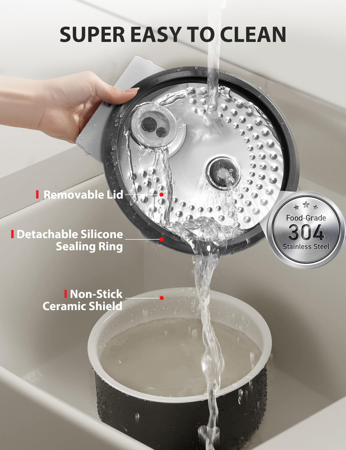 TOSHIBA OriginTaste nonstick inner pot enables easy cleaning and consistent results.
