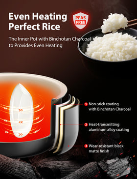 TOSHIBA compact rice cooker on counter demonstrates space-saving versatility
