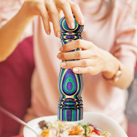 Totally Bamboo Baltique Mumbai Pepper Grinder's stainless steel mechanism delivers consistent turns.