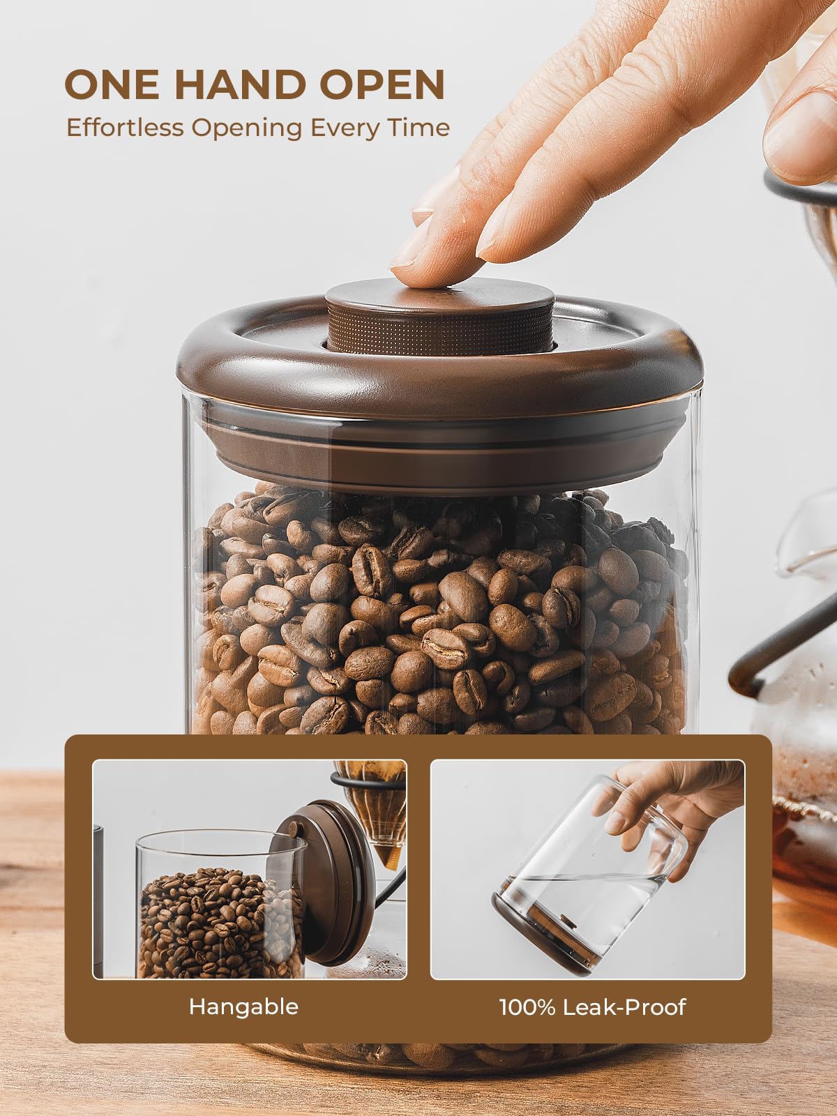 Tourdeus borosilicate glass container with clear contents visible.