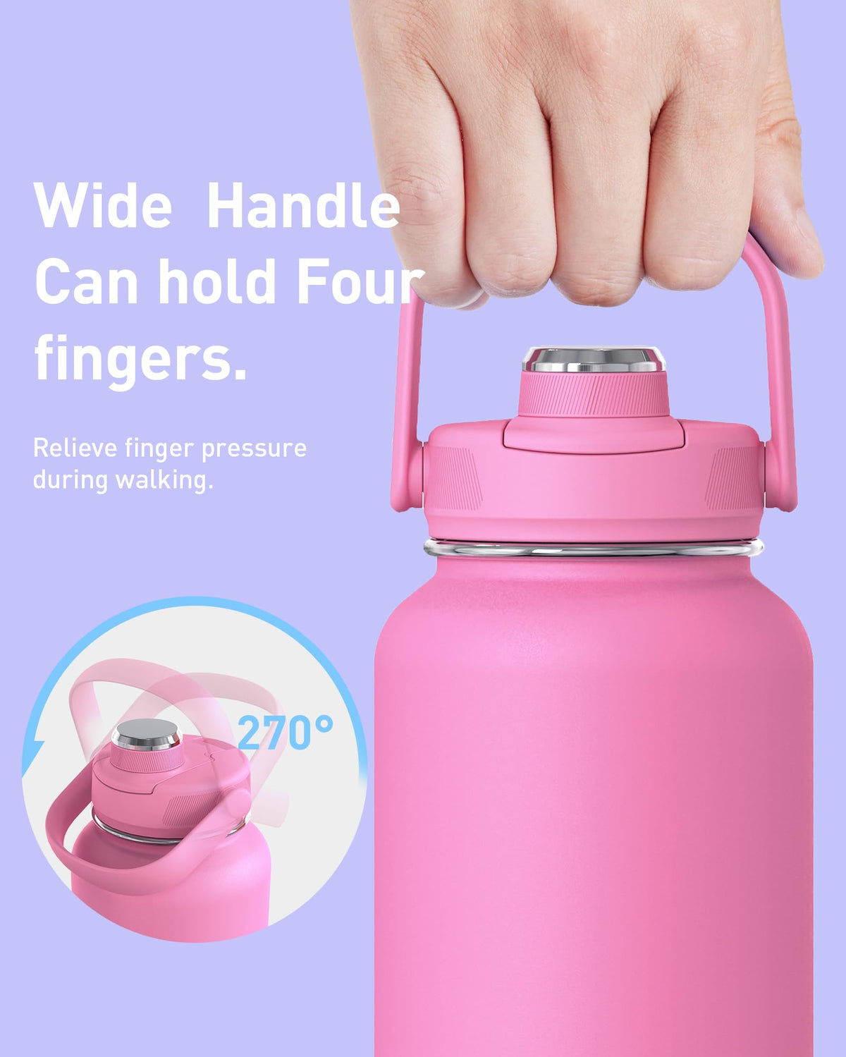 TOURIT 32oz insulated bottle top handle enables easy carrying during workouts and travel.
