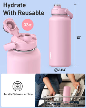 TOURIT 32oz bottle powder-coated finish resists wear for rugged adventures.
