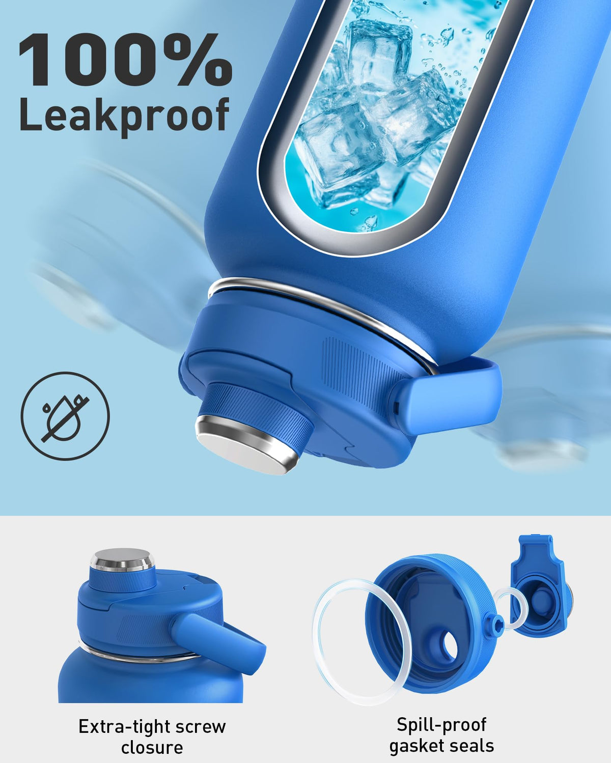 TOURIT 32oz stainless steel surface with powder coating provides a secure grip.
