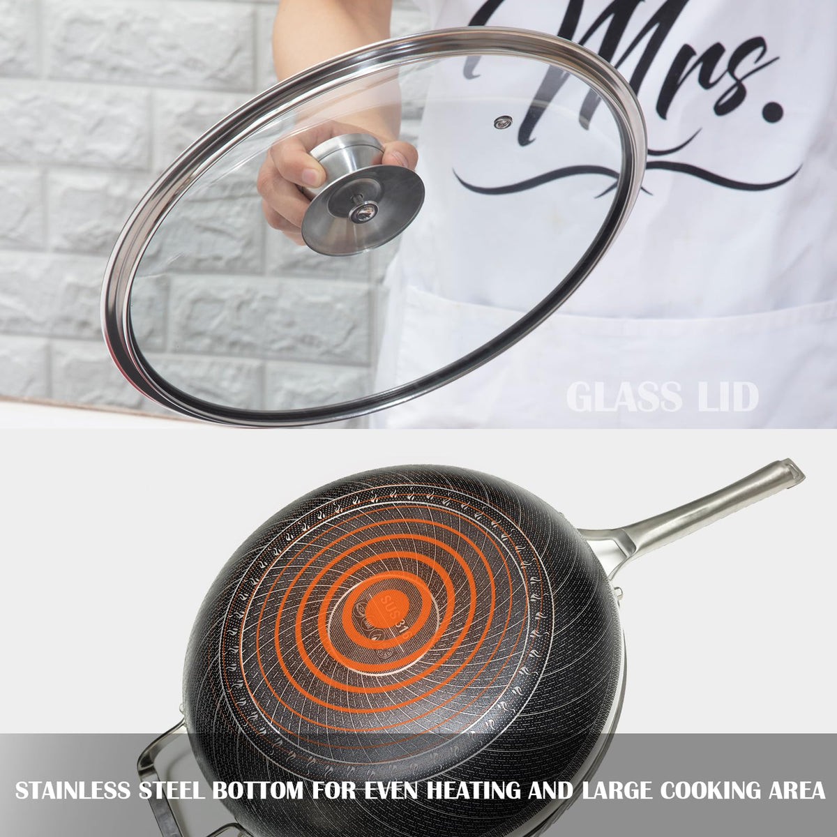 Toutrop Wok Pan dishwasher-safe feature simplifies cleanup after busy meals.