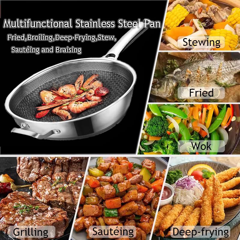 Toutrop Wok Pan induction-compatible design works on all stovetops for versatile use.
