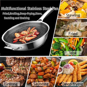 Toutrop Wok Pan induction-compatible design works on all stovetops for versatile use.
