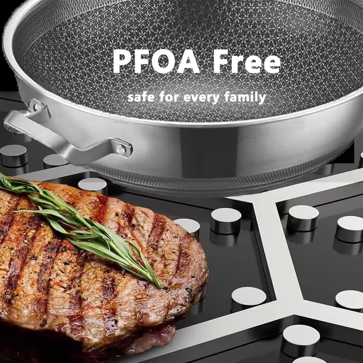 Toutrop Wok Pan nonstick pattern coating offers easy release for sautéing and cleanup.