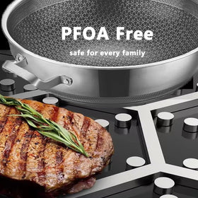 Toutrop Wok Pan nonstick pattern coating offers easy release for sautéing and cleanup.