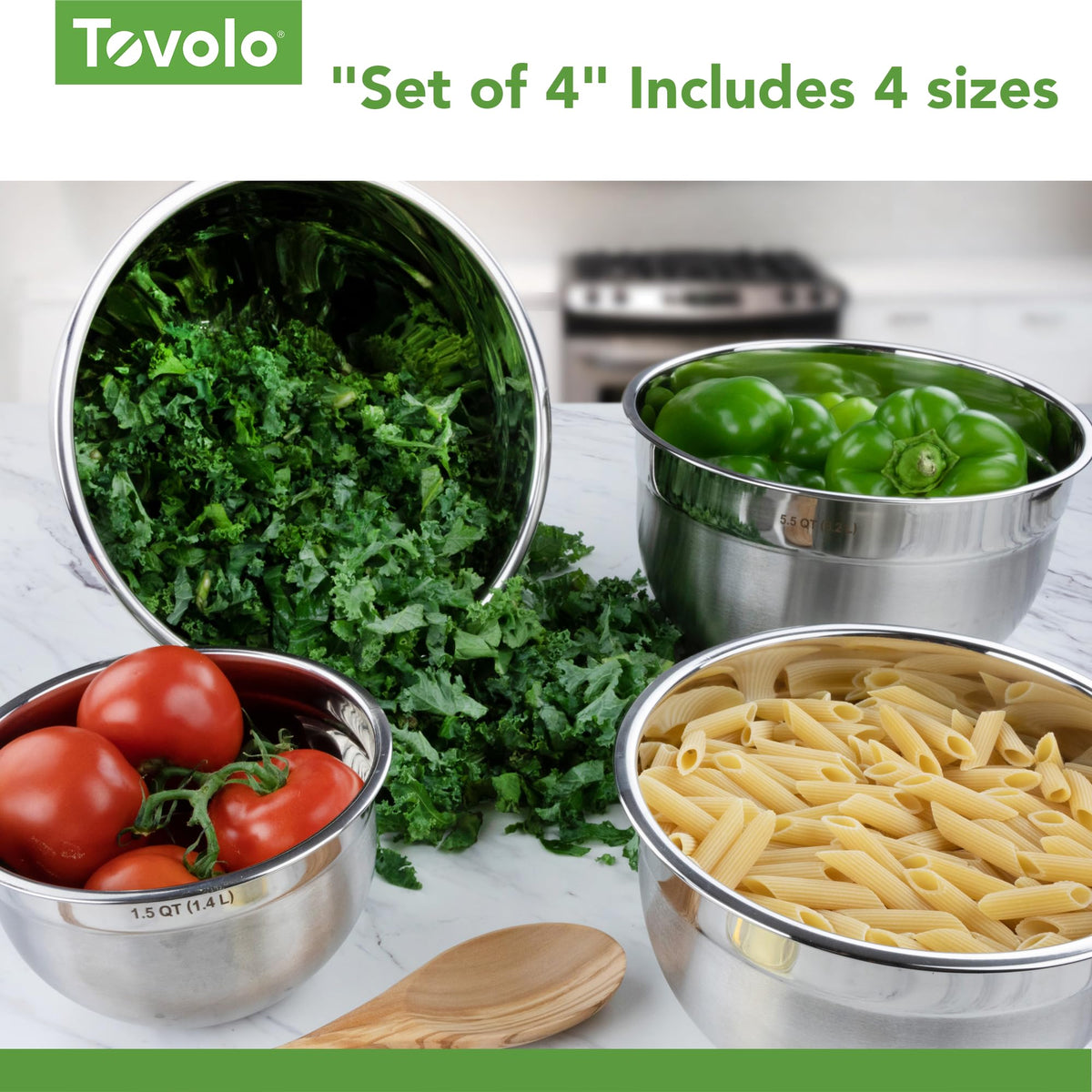 Tovolo electric mixer-compatible bowl sits securely during kneading and whipping.