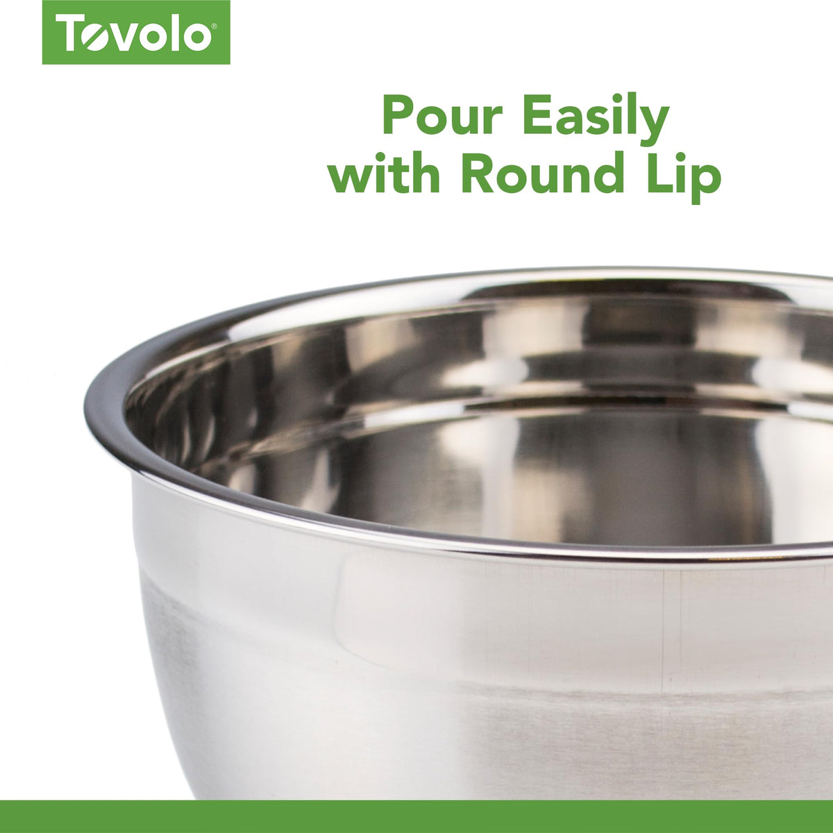 Tovolo XL mixing bowl dishwasher safe for quick cleanup.