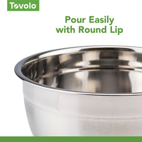 Tovolo XL mixing bowl dishwasher safe for quick cleanup.