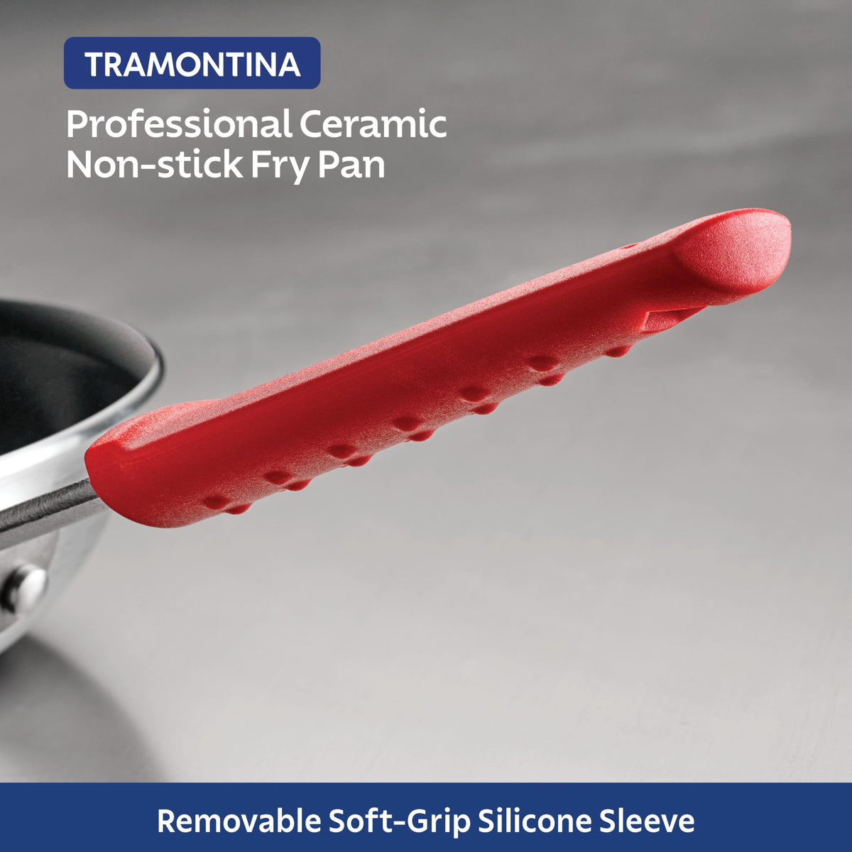 Tramontina Professional 10-Inch ceramic pan brushed finish detail
