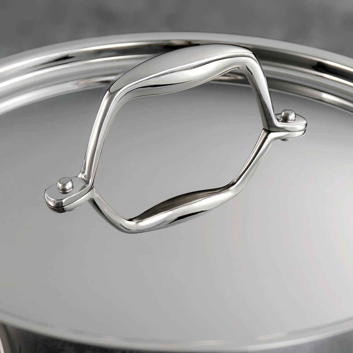 Riveted stainless steel handle provides secure, comfortable grip.