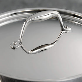 Tramontina Signature stock pot lid close-up emphasizes moisture sealing
