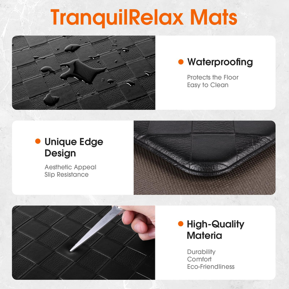 TranquilRelax entryway mats cushion feet and reduce standing fatigue during chores