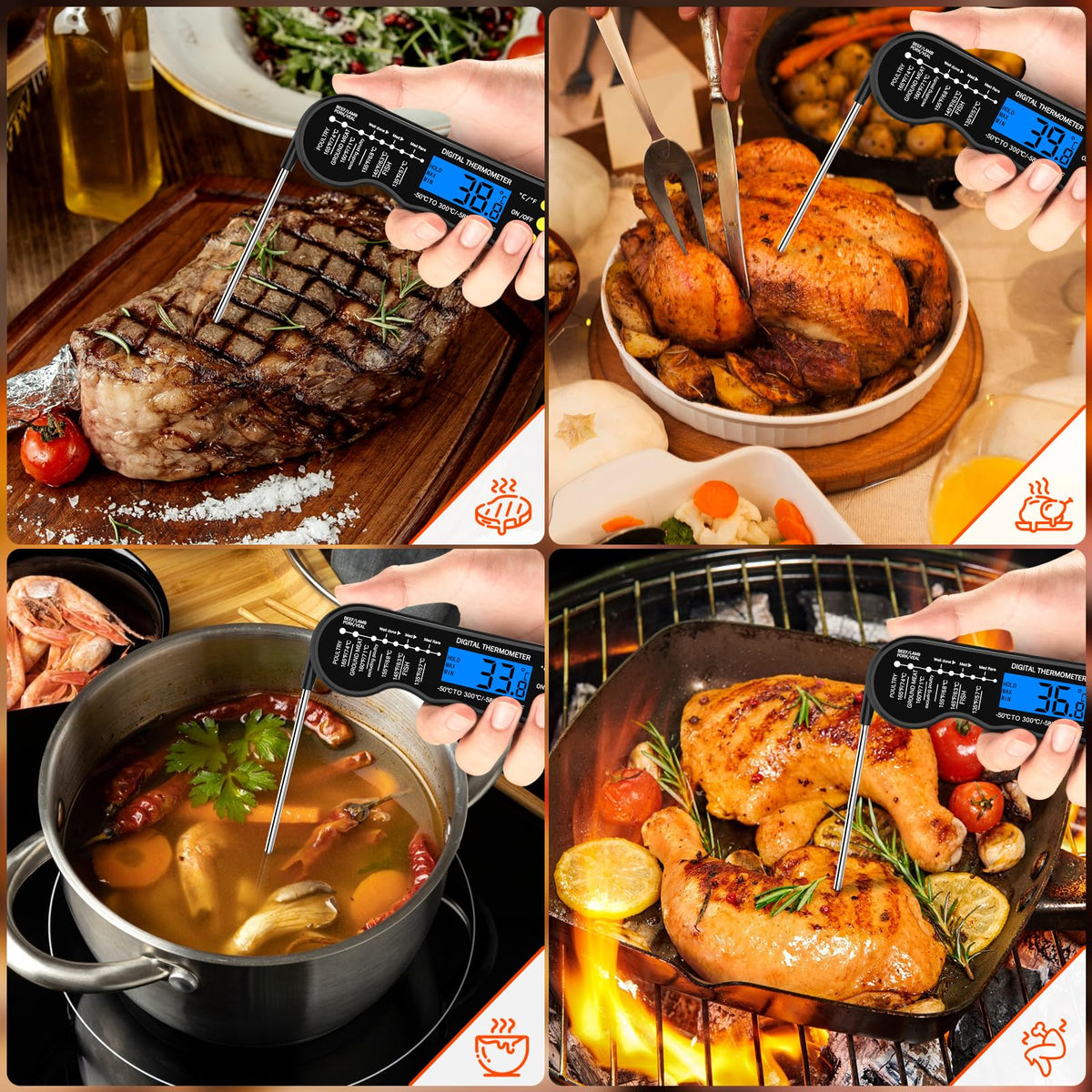 TRAUSI thermometer magnet storage keeps it handy during grilling sessions.