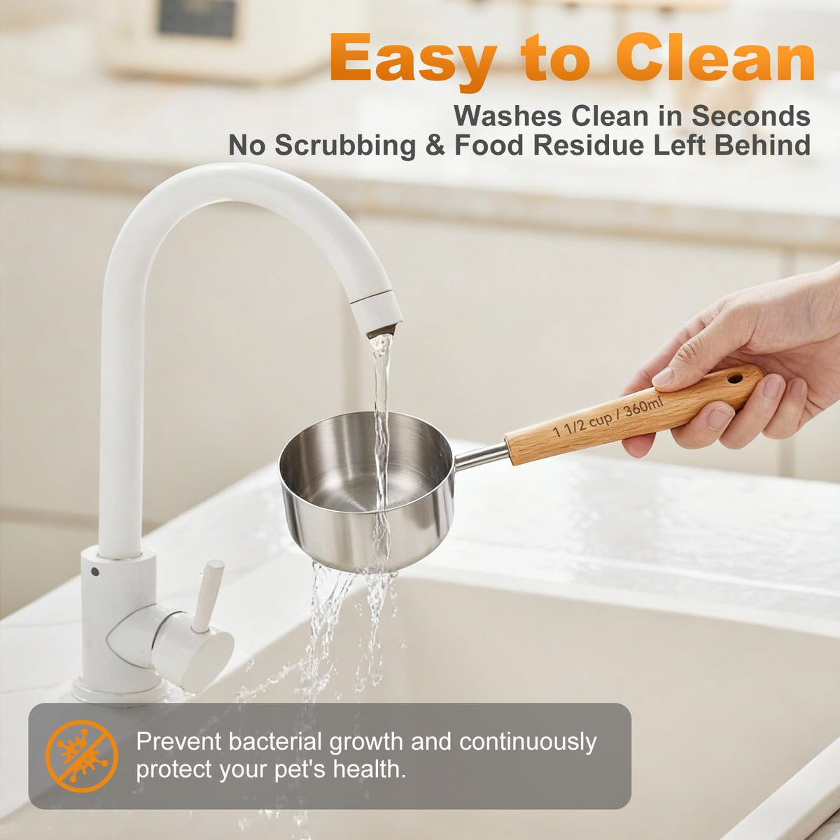 TREMENDRY BPA-free metal scoop is safe for daily pet and kitchen use.