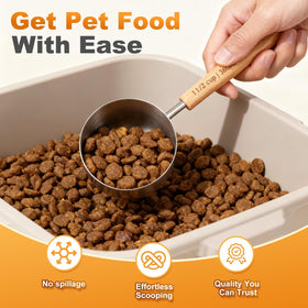 TREMENDRY wide cup opening makes scooping pet food easy and tidy.
