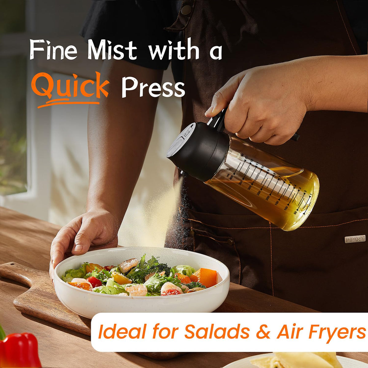 TrendPlain spray-and-pour oil sprayer enables versatile cooking.