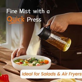 TrendPlain olive oil sprayer mist nozzle delivers a fine spray for even coating.