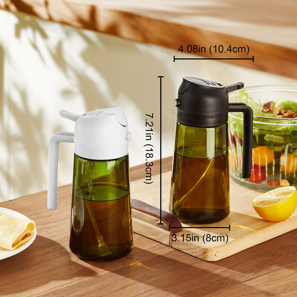 TrendPlain 16oz bottle in use for precise pouring during stir-fries.