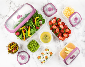 Tribello flower-design steam-release lid adds style during reheating.