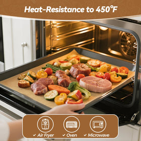 Tripho half-sheet parchment for air fryer and microwave use.