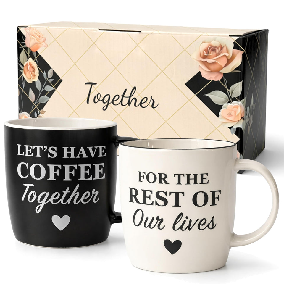 Triple Gifffted mug set: two 13oz ceramics for shared coffee moments.