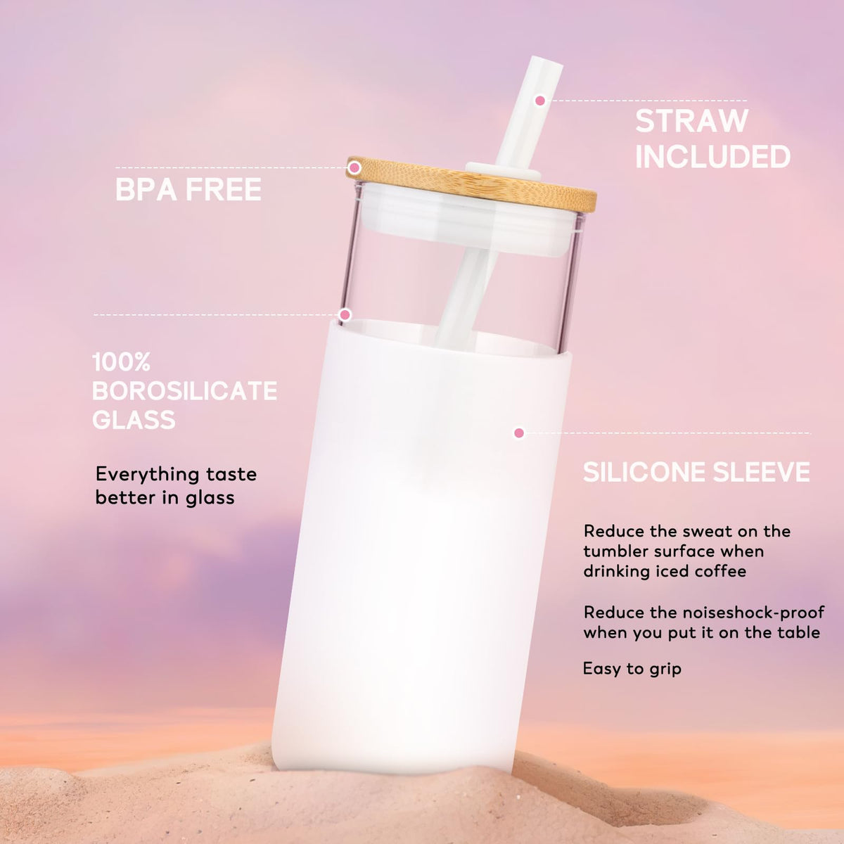 Dishwasher-safe glass tumbler from Tronco for quick cleanup after use.