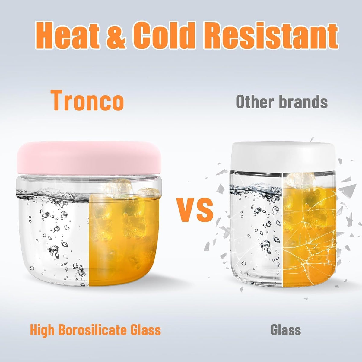 Tronco dishwasher-safe glass container shown for easy cleaning after meals.