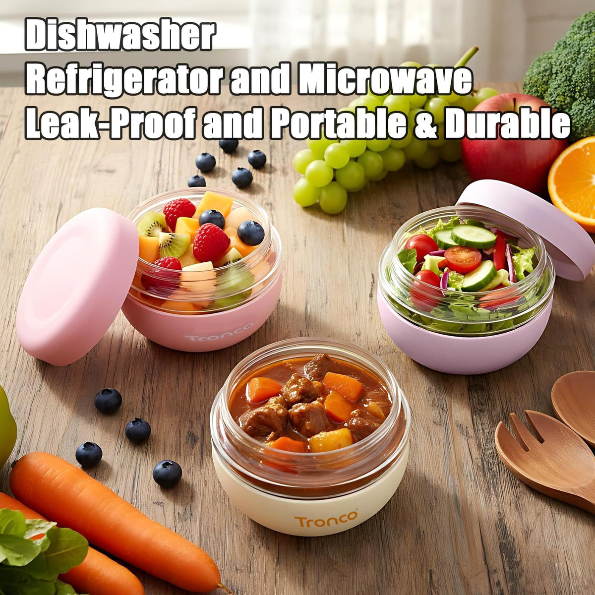 Tronco fridge-friendly glass bowl keeps salads fresh and ready for later.