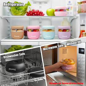 Tronco meal-prep glass container for soup illustrates versatile usage for lunches and snacks.