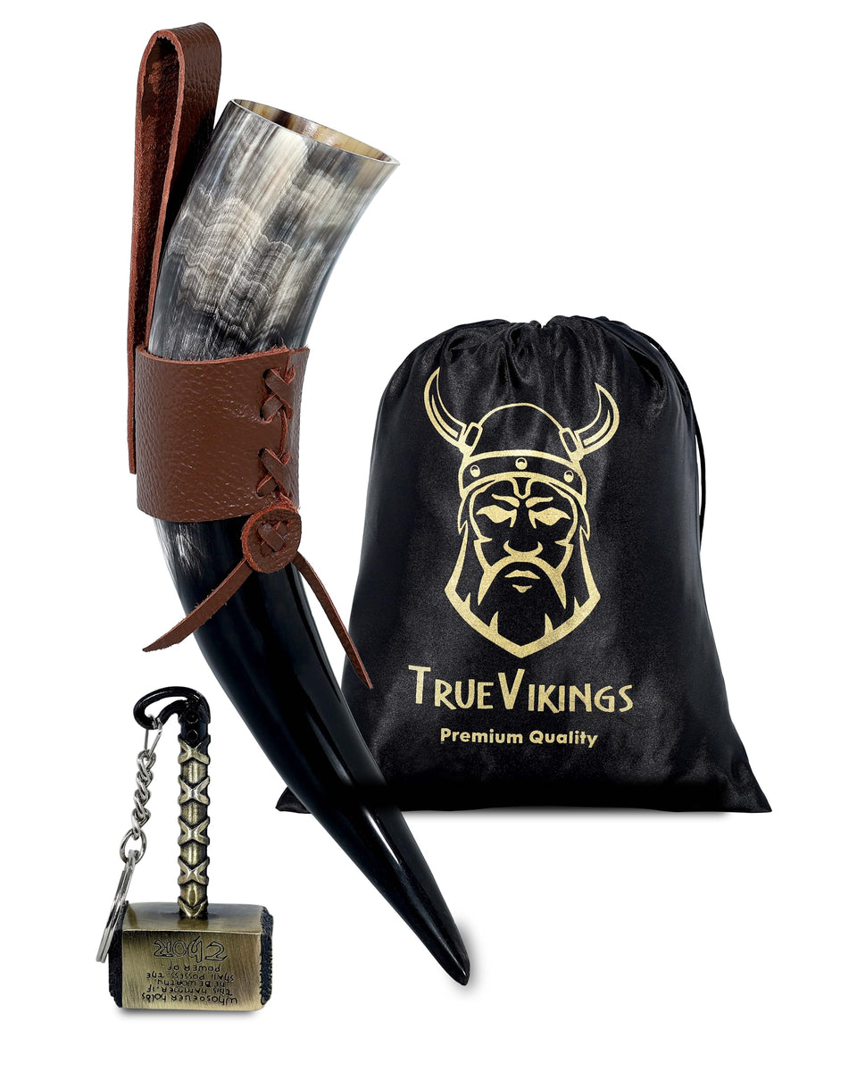 TRUE VIKING drinking horn (10-12 inch) for authentic, safe beverage enjoyment.