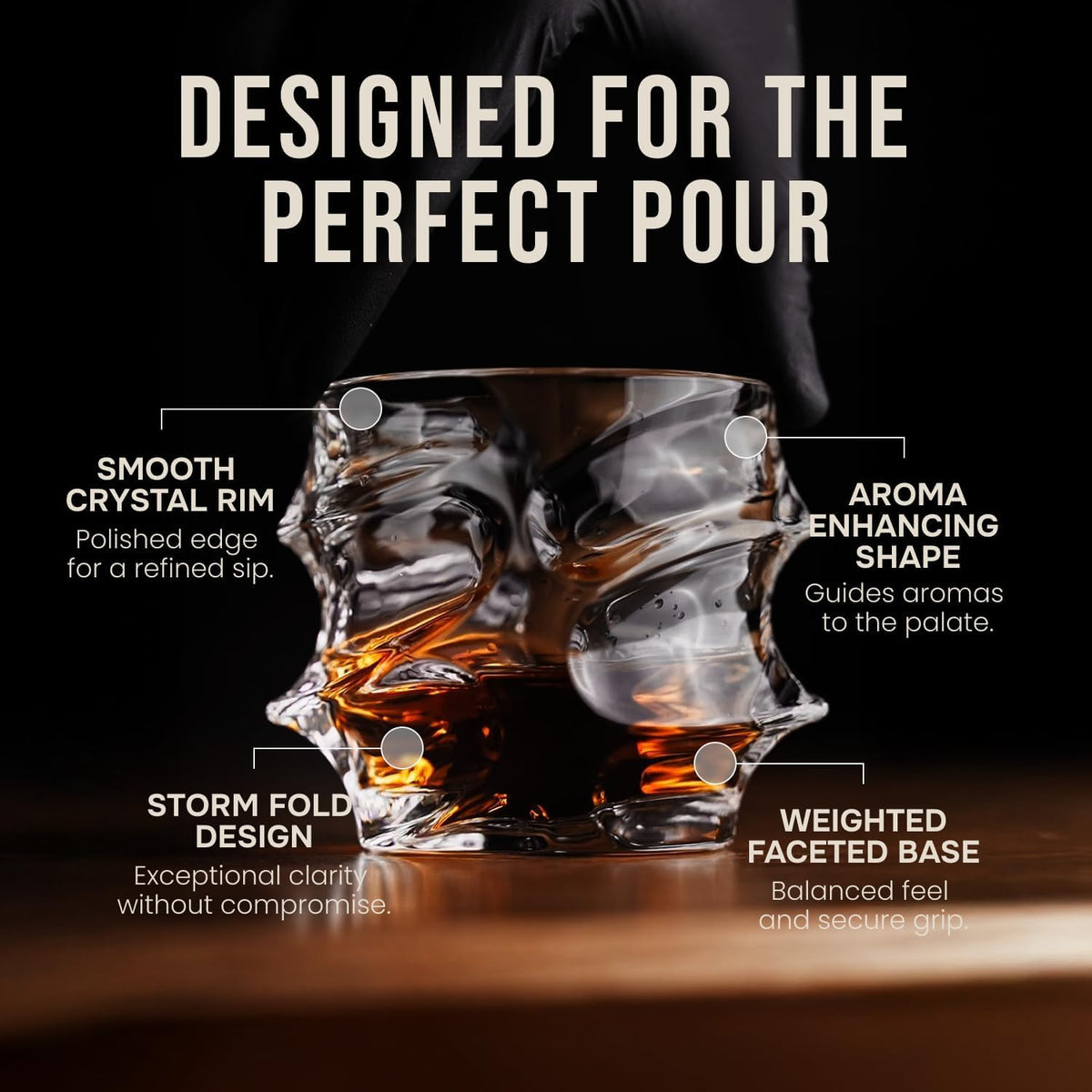 TSUKIGLASS 10-ounce old fashioned glass silhouette ideal for cocktails on the rocks