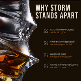 TSUKIGLASS Storm 420g-weighted glass provides balanced, confident sips of single malts.
