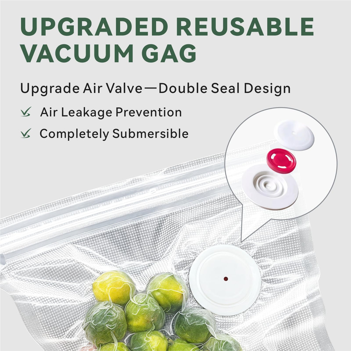 Detachable valve on TTUGTTUG bag for easy cleaning and reuse.