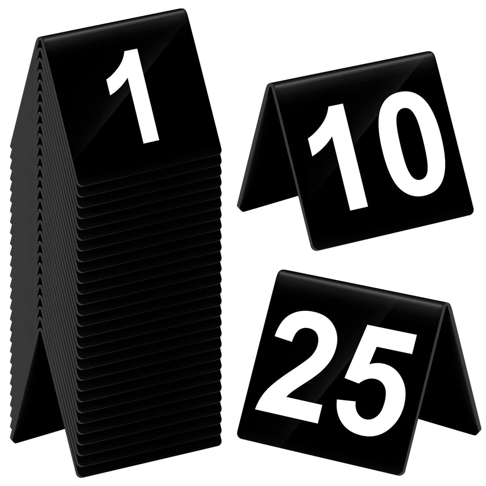 Tuanse table numbers 1-25 acrylic double-sided for easy viewing from any angle.
