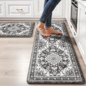 tubeamin boho kitchen mats 2-piece set adds timeless style and cushioned comfort to your floor
