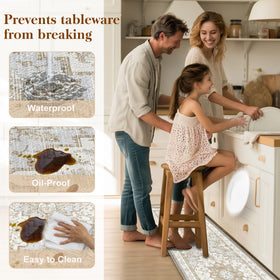 Tubeamin versatile kitchen rug set in a modern-boho kitchen blending styles.