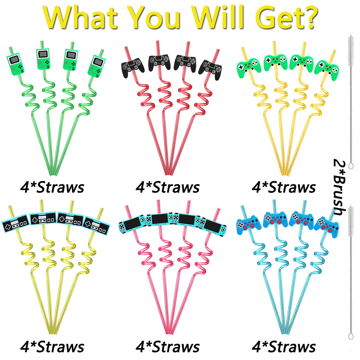 TUKOH TAKA game controller straw set ideal for birthday party treats