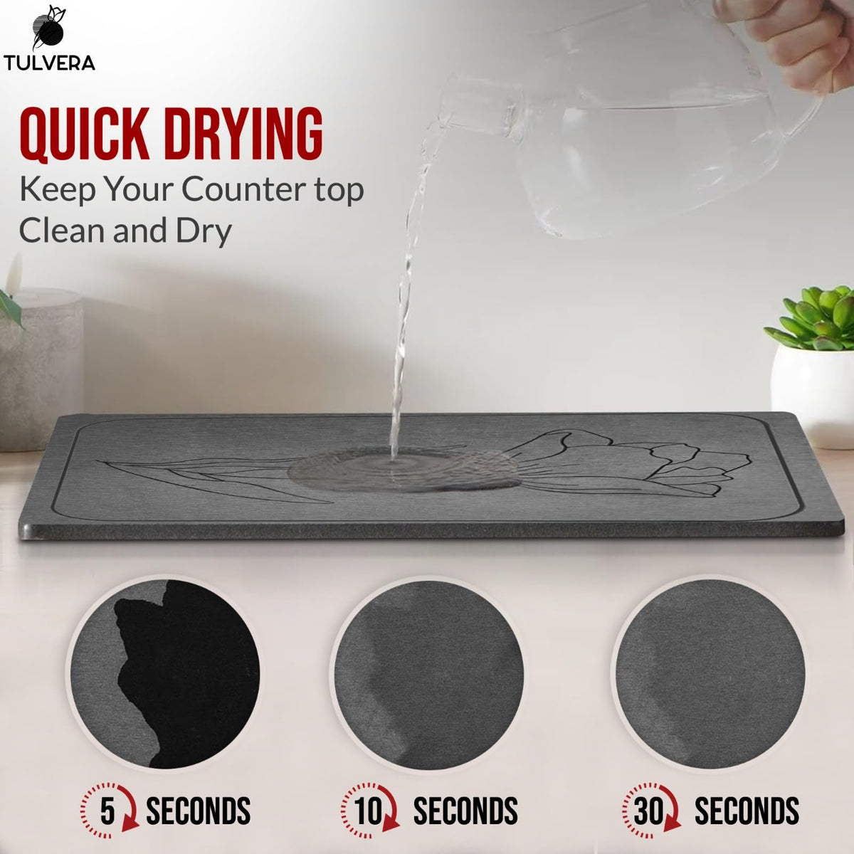 Tulvera engraved floral design adds elegance to your kitchen counter.