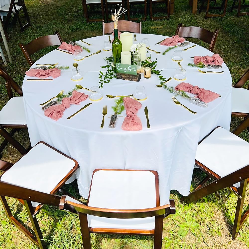 TUOTPE 10-pack white round tablecloth 120-inch washable and reusable