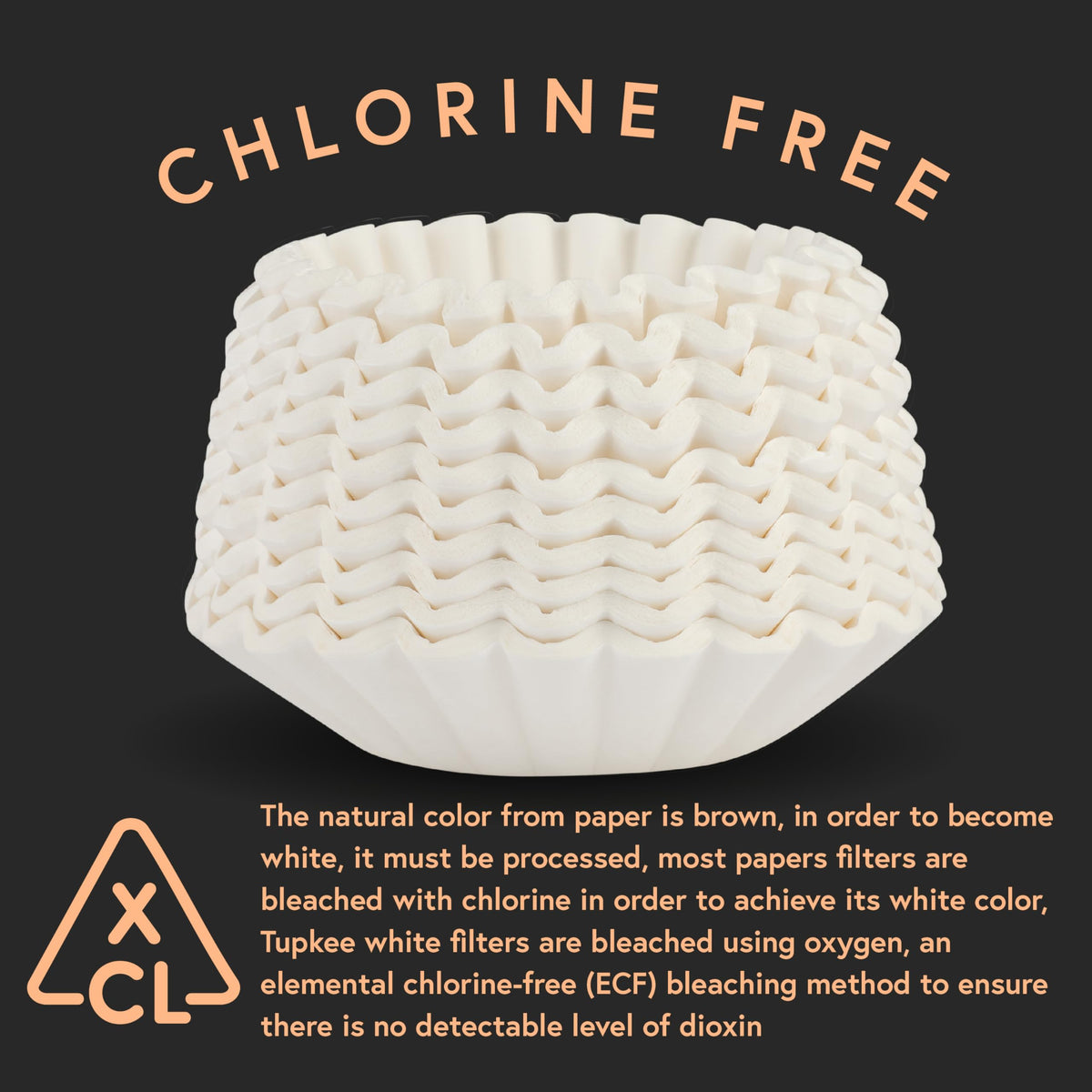 Tupkee 12-Cup large filter chlorine-free bleaching supports pure taste