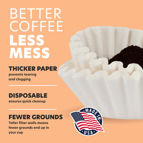 Tupkee 12-Cup large filter ribbed edges resist tearing during brewing