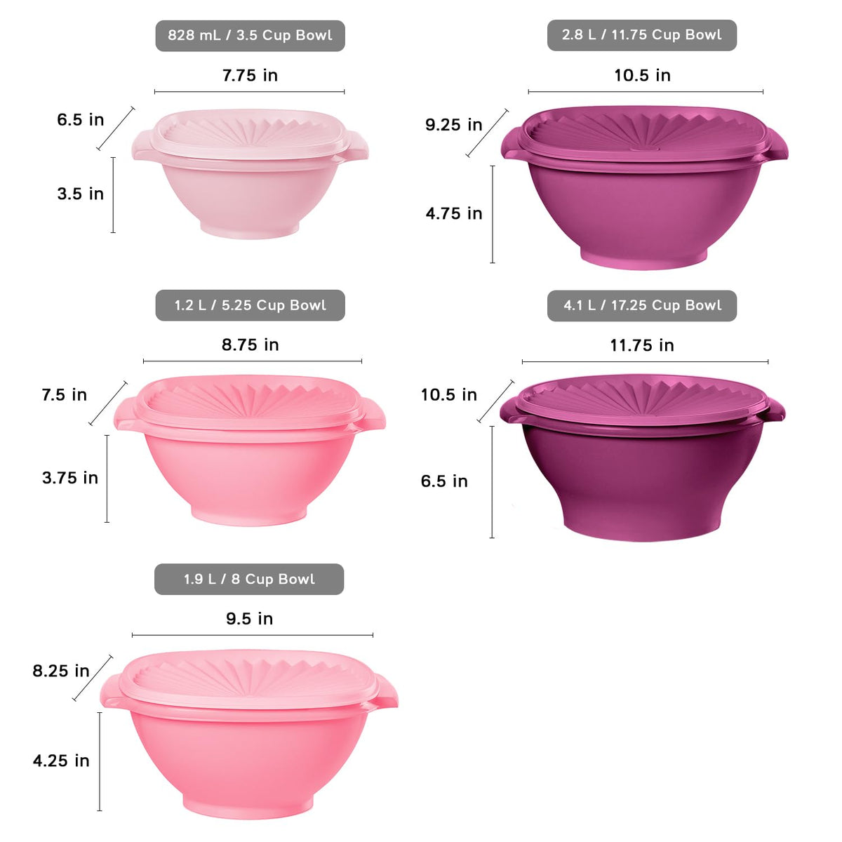 Tupperware Heritage nesting bowls stack neatly for space-saving fridge organization.