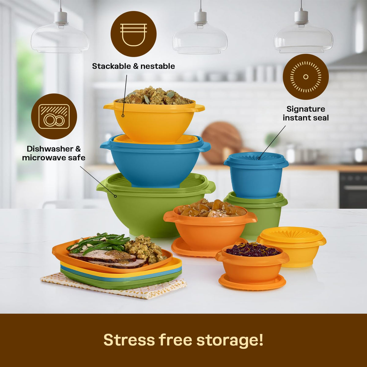 Tupperware Heritage Retro color basil adds fresh kitchen style to meals.