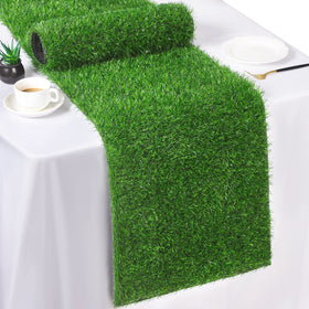 TURSTIN artificial grass table runner, 12x108 inch lush texture for festive tables